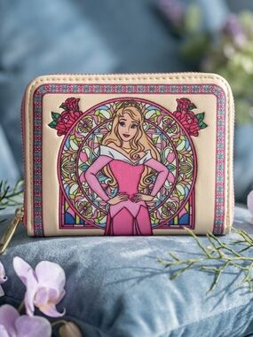 Loungefly Disney Sleeping Beauty Stained Glass Zip Wallet